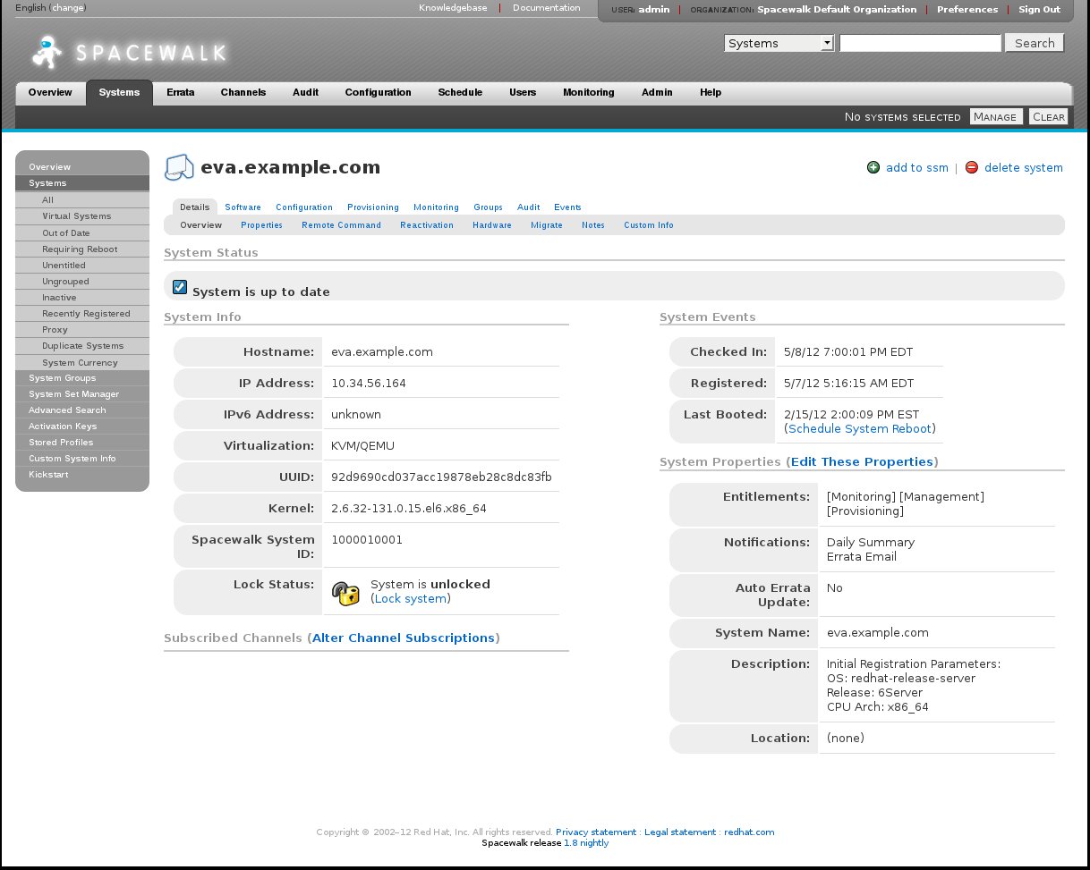 Spacewalk Web Interface